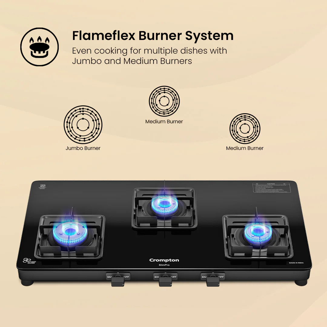Crompton Cooktop SlimPro 3 Burner 77 cm Slim Glass - Image 3