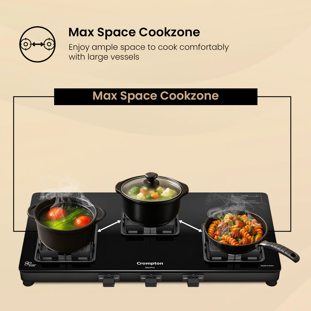 Crompton Cooktop SlimPro 3 Burner 77 cm Slim Glass - Image 4