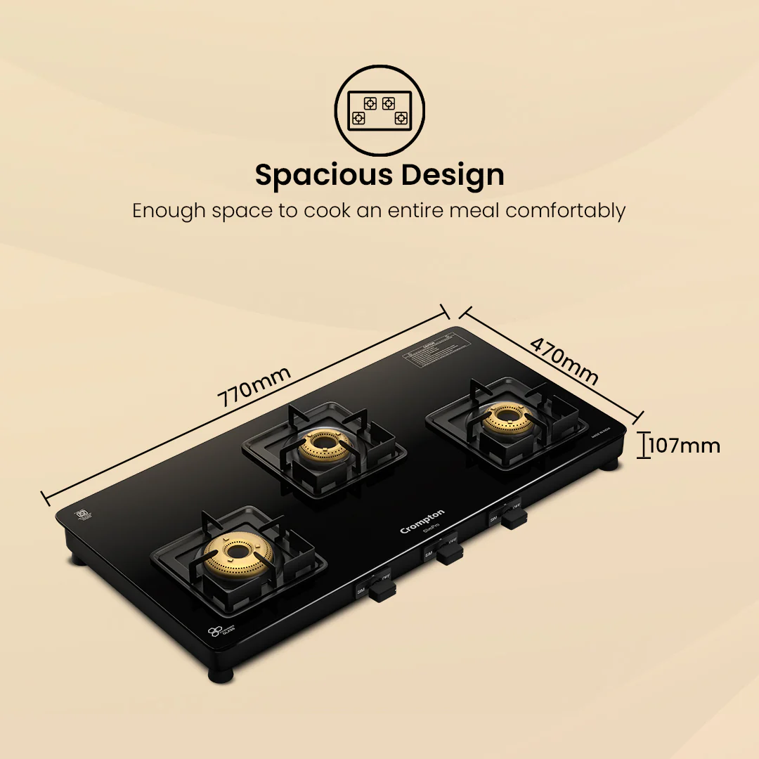 Crompton Cooktop SlimPro 3 Burner 77 cm Slim Glass - Image 9