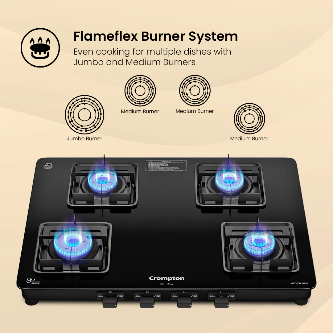 Crompton Cooktop SlimPro 4 Burner 70 cm Slim Glass - Image 3