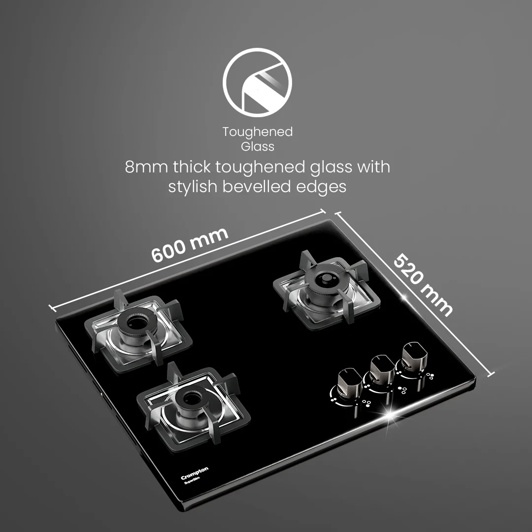 Crompton SuperSlim Gas Hob 60cm 3 Burner - Image 6