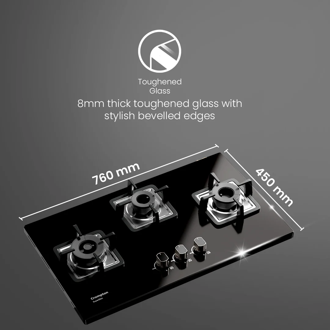 Crompton SuperSlim Gas Hob 78cm 3 Burner - Image 6